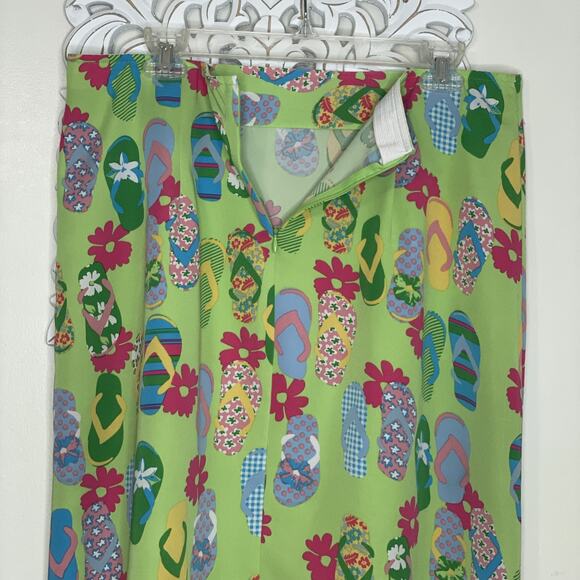 COURTENAY Stretch Women's 14 Tank Top & Skirt 2-Piece Set Flip Flop Print GREEN - Picture 13 of 16